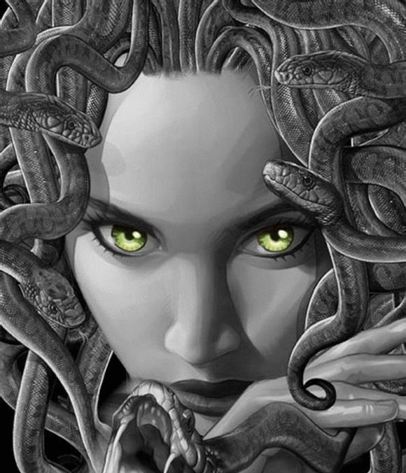 戈耳工三女妖之一,一般形象为有双翼的蛇发女人